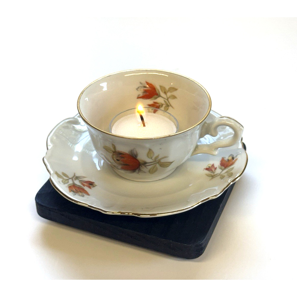 Bareuther Bavaria Germany US Zone 3842 Floral Teacup and Saucer w/Gold Trim VTG